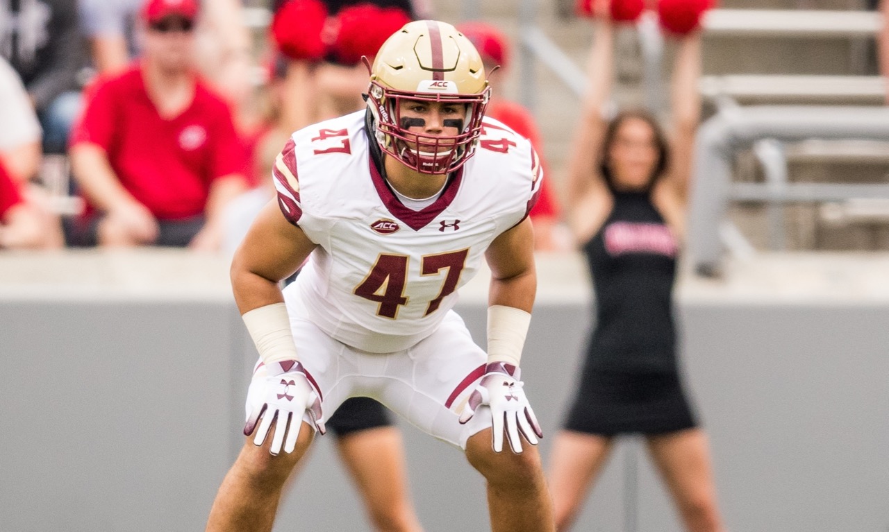 Former Franklin standout Colton Cardinal started as a walk-on at Boston College and stuck it out for four years as a regular on special teams, earning the team’s Loyalty Award for his efforts over the last four years. (BC Athletics)