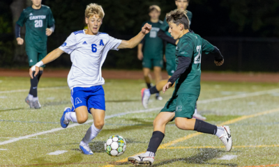 Attleboro boys soccer Daniel Morin at Canton boys soccer Luke Erickson
