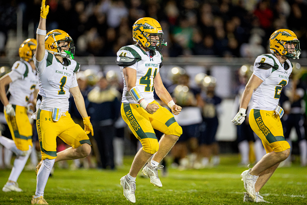 King Philip football Patrick Terio, Jackson Pitman, Dillon Quinn