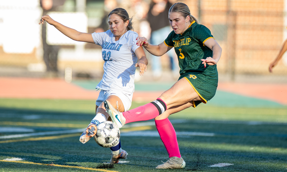 Bethany Rappa Ella McDonald Franklin girls soccer vs. King Philip girls soccer