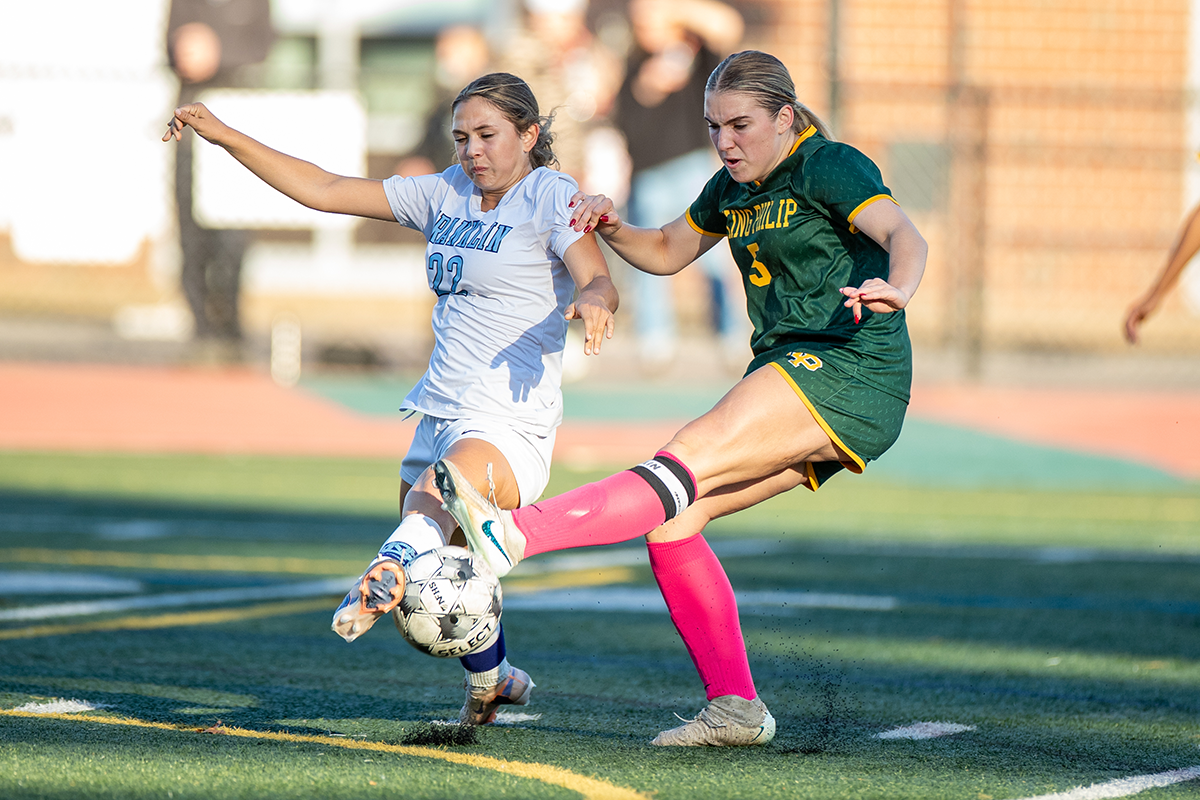 Bethany Rappa Ella McDonald Franklin girls soccer vs. King Philip girls soccer